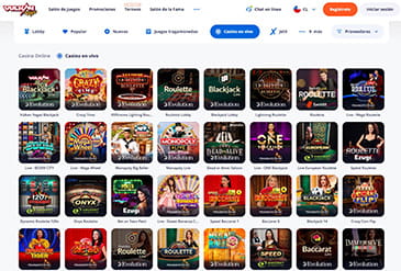 Oferta de juegos en vivo en Vulkan Vegas en México