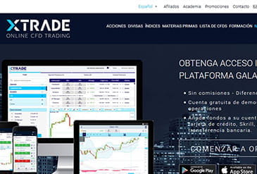 Página de inicio de Xtrade, un bróker que utiliza cuentas segregadas para guardar el dinero de los clientes