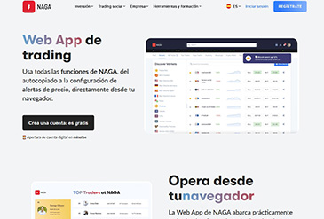 Vista del sitio web de Naga