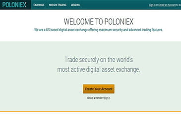 Esta es la página de inicio de poloniex