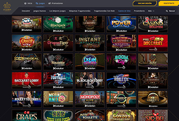 Página de la sección de tragamonedas de 21Casino México