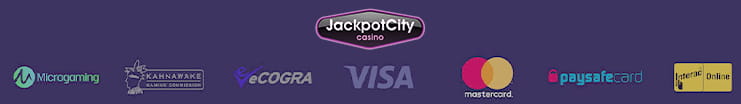 Métodos bancarios aceptados en JackpotCity Casino.
