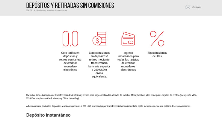 Métodos de pago del bróker de CFDs XM