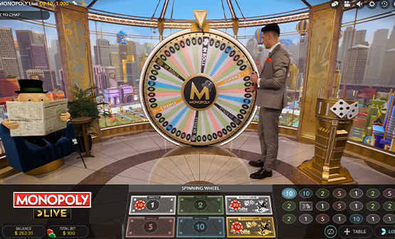 Partida a Monopoly Live en un casino online de México.