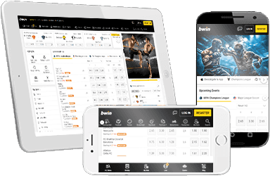 Móviles y tablet con la aplicación de bwin para apostar en UFC.