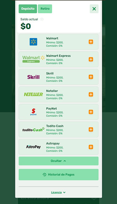 Accede al cajero para seleccionar Neteller.