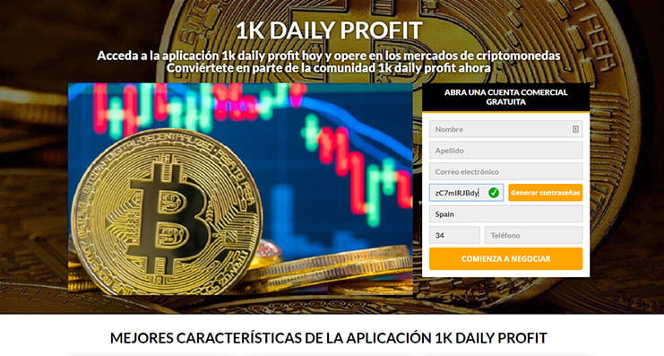 La página principal de 1K Daily Profit