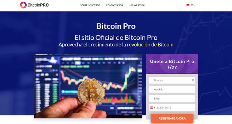 La página principal de Bitcoin Pro