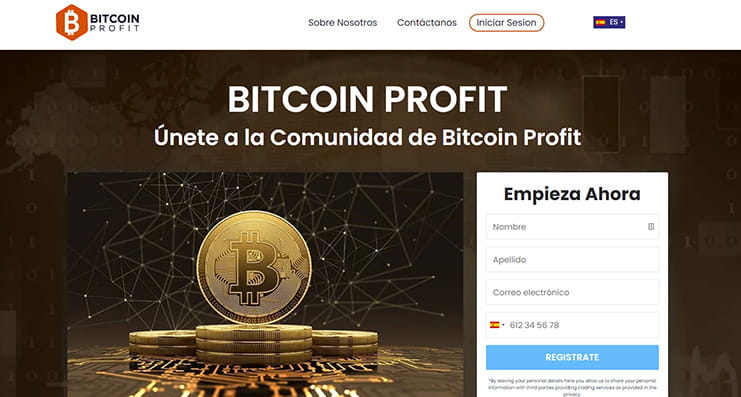 La página principal de Bitcoin Profit.
