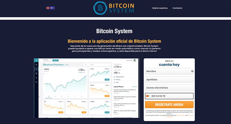 La página principal de Bitcoin System.
