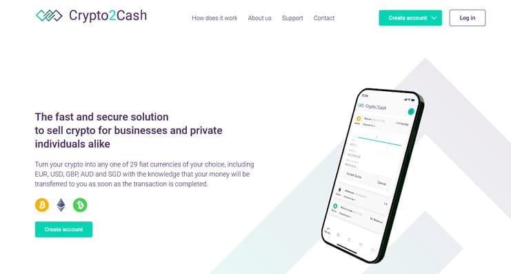 La página principal de Crypto Cash