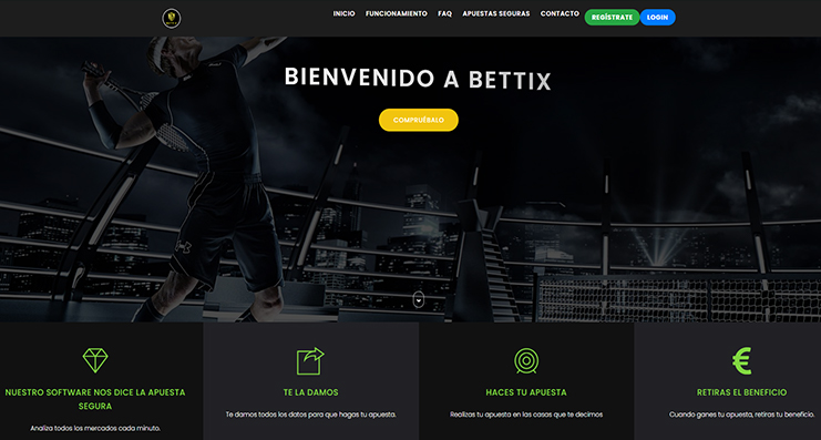 La página principal del casino Bettix.
