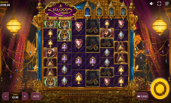 Partida a 10,001 Nights Megaways en un casino online de España.