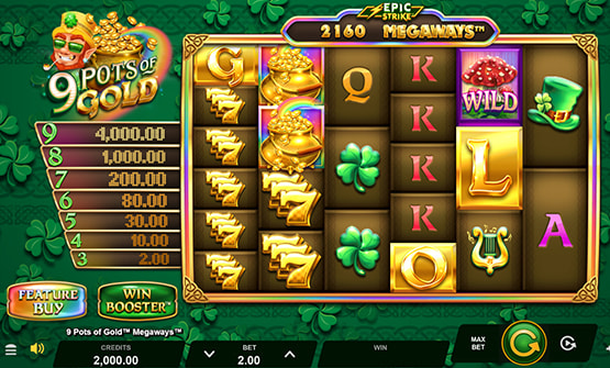 Partida de 9 Pots of Gold Megaways en un casino online de España.