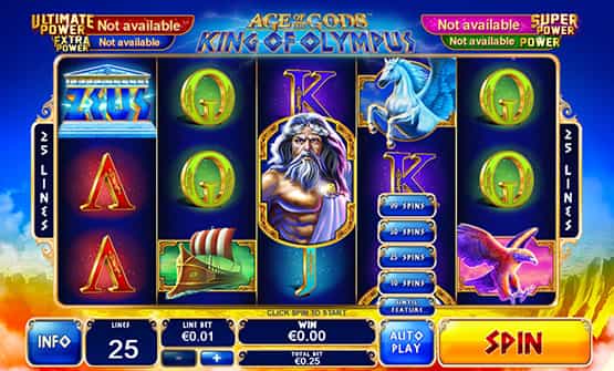 Partida a Age of the Gods: King of Olympus en un casino online de España.