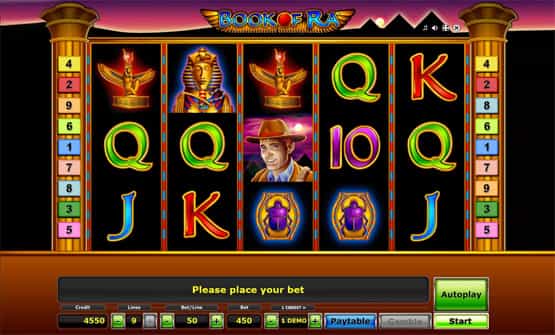 Partida a Book of Ra en un casino online de España.