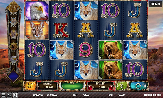 Partida a Buffalo on Fire en un casino online de España.