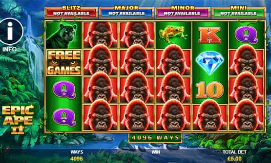 Partida a Epic Ape II en un casino online de España.