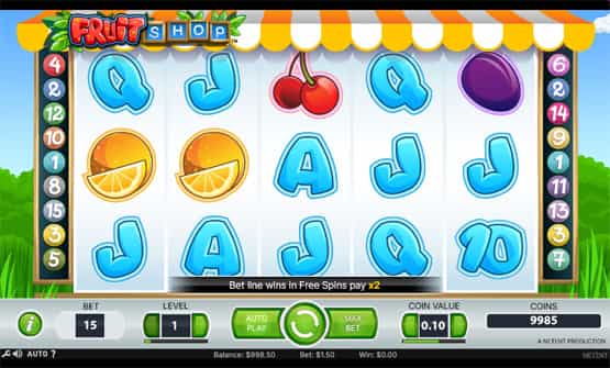 Partida a Fruit Shop en un casino online de España.