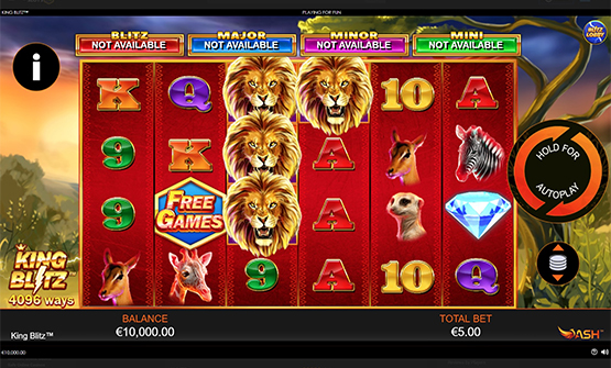 Partida a King Blitz en un casino online de España.