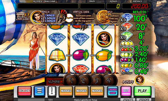 Partida a María Lapiedra en Troya en un casino online de España.