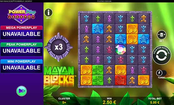 Partida a Mayan Blocks PowerPlay Jackpot en un casino online de España.