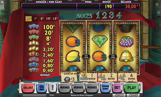 Partida a Reinas de África Cleopatra en un casino online de España.