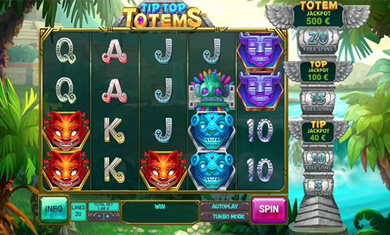 Partida a Tip Top Totems en un casino online de España.