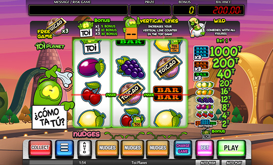 Partida a Toi Planet en un casino online de España.