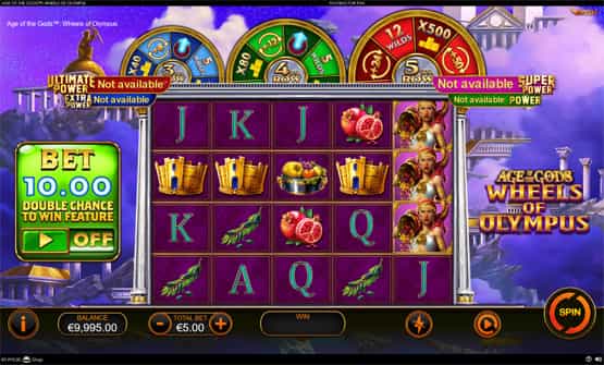 Partida a Wheels of Olympus en un casino online de España.