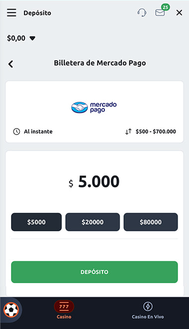 Métodos de pago disponibles en la aplicación de Betano.