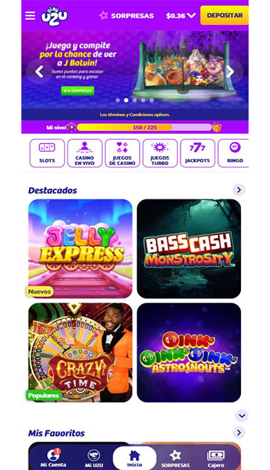 Pantalla principal de la app de PlayUZU con juegos destacados.