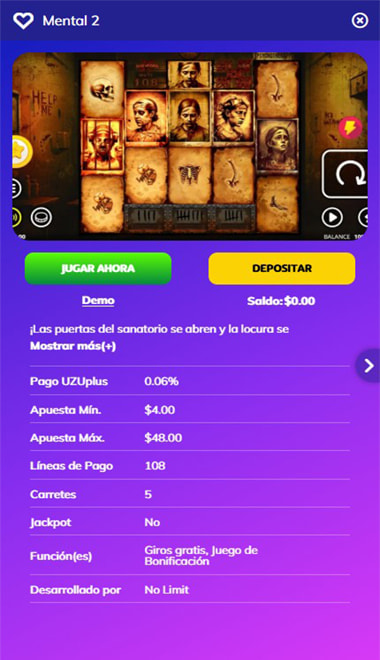 Juego de casino en modo demo gratis.