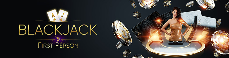 Estudio de Blackjack First Person con una crupier en vivo.