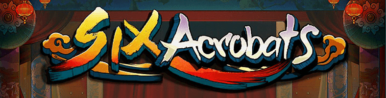 Portada de la slot Six Acrobats de Microgaming para casinos en línea de Guatemala.