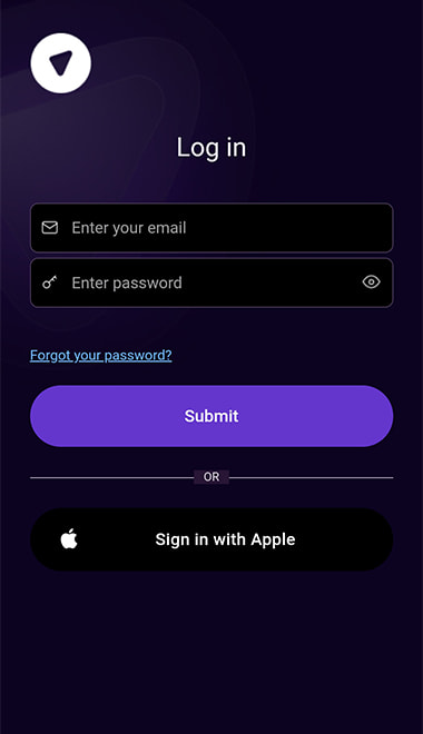 Pantalla de inicio en la app PureVPN