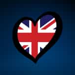 Corazón con la bandera de Reino Unido