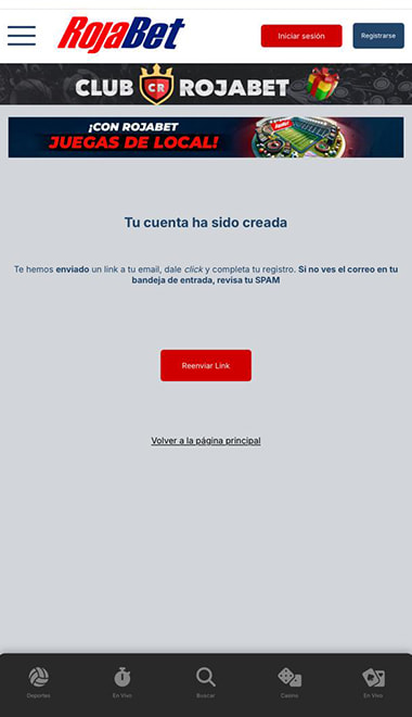 Mensaje de confirmación de cuenta creada exitosamente.