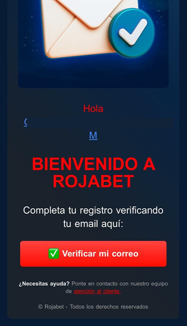 Notificación de correo electrónico para verificar la cuenta de usuario.