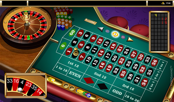 Tapete de la ruleta online americana de Microgaming.