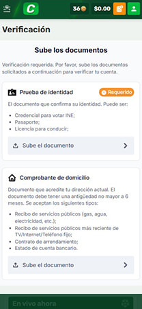 Selección de método de retiro del casino con retiro inmediato CampoBet México.