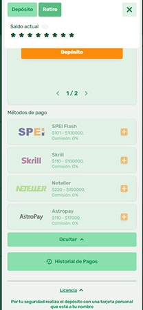 Confirmación de retiro con Neteller en el casino que paga al instante CampoBet México.