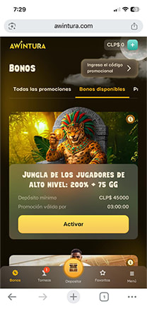 Bonos y recompensas en Awintura