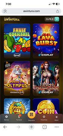 Selección de juegos de tragamonedas en Awintura