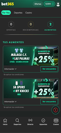 Bonos en la app de bet365