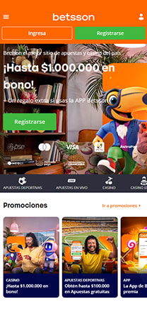 Lobby del casino online betsson en Colombia.