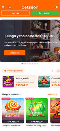 Catálogo de juegos disponible en betsson desde Colombia.