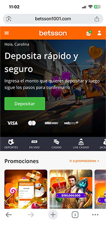 Página principal que muestra la interfaz del casino