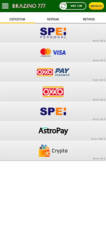 Cajero de Brazino777 con depósitos en criptomonedas