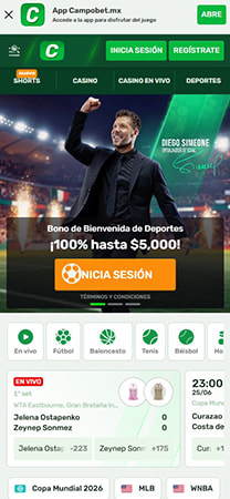 Pantalla de inicio de la app de CampoBet